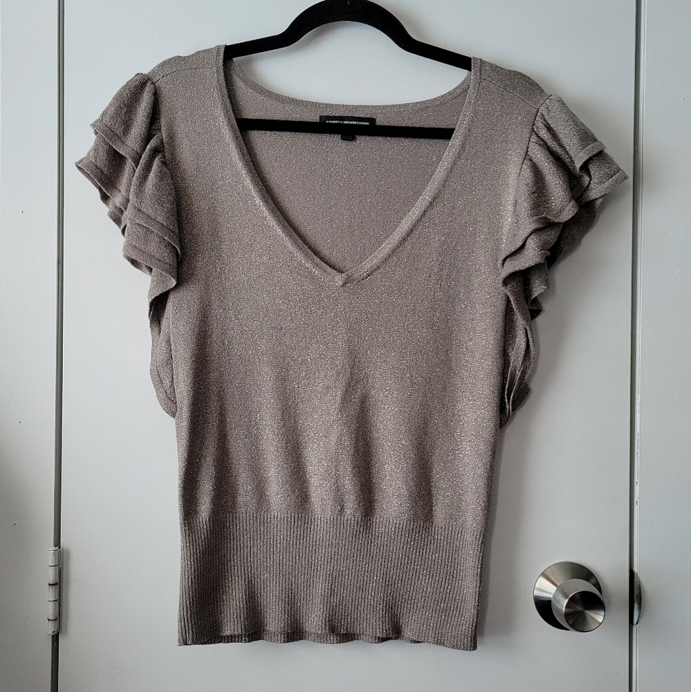 Express Design Studio Sparkly Ruffle Sweater - image 1